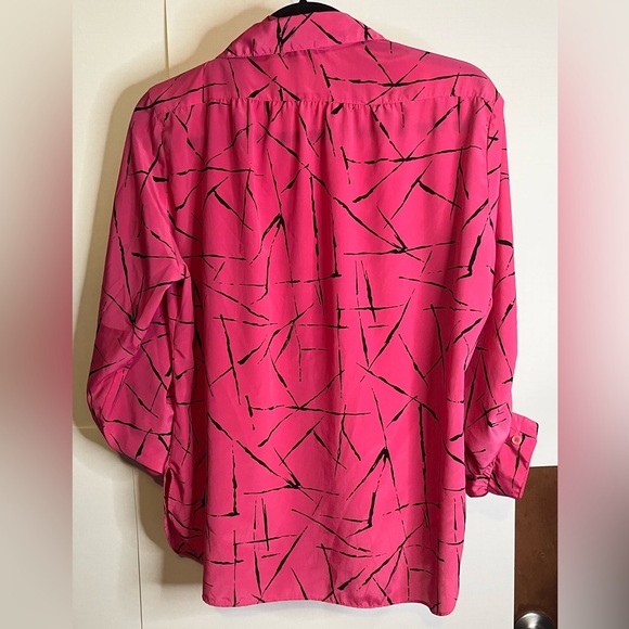 All Hours Paris/Milan Women’s Sz M Pink Polyester Crinkle Crepe Blouse - Picture 2 of 6